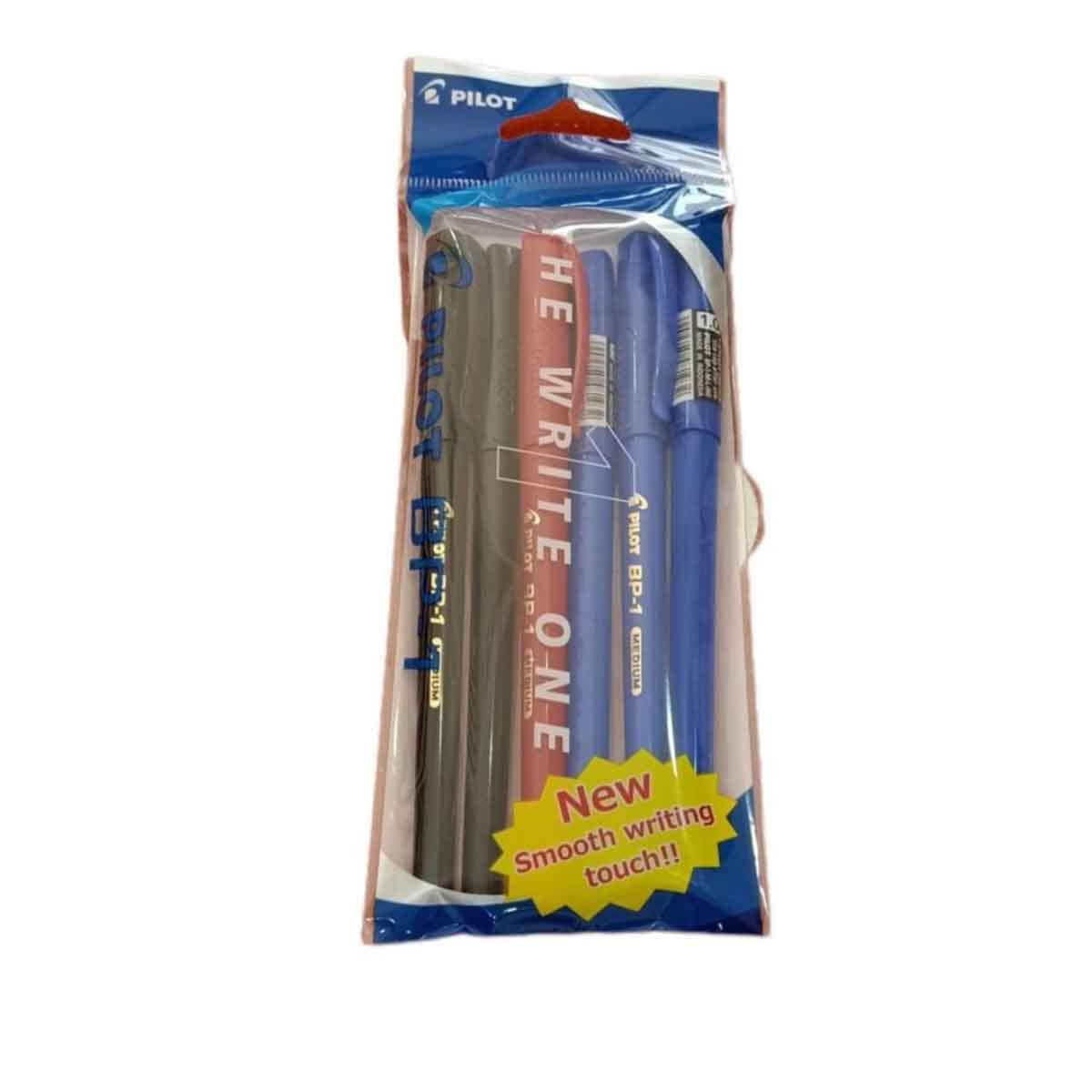 Pilot 6-Piece 1.0mm BP-1 Ballpoint Pen Set