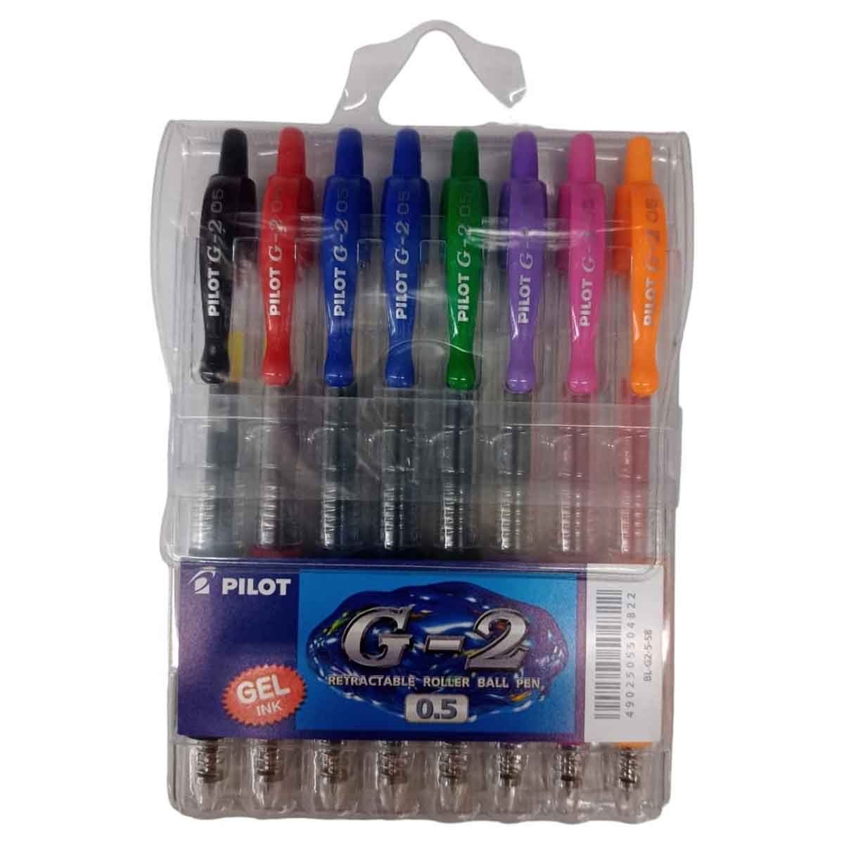 بايلوت مجموعة أقلام جل G-2 0.7/0.5 مم عدد 8