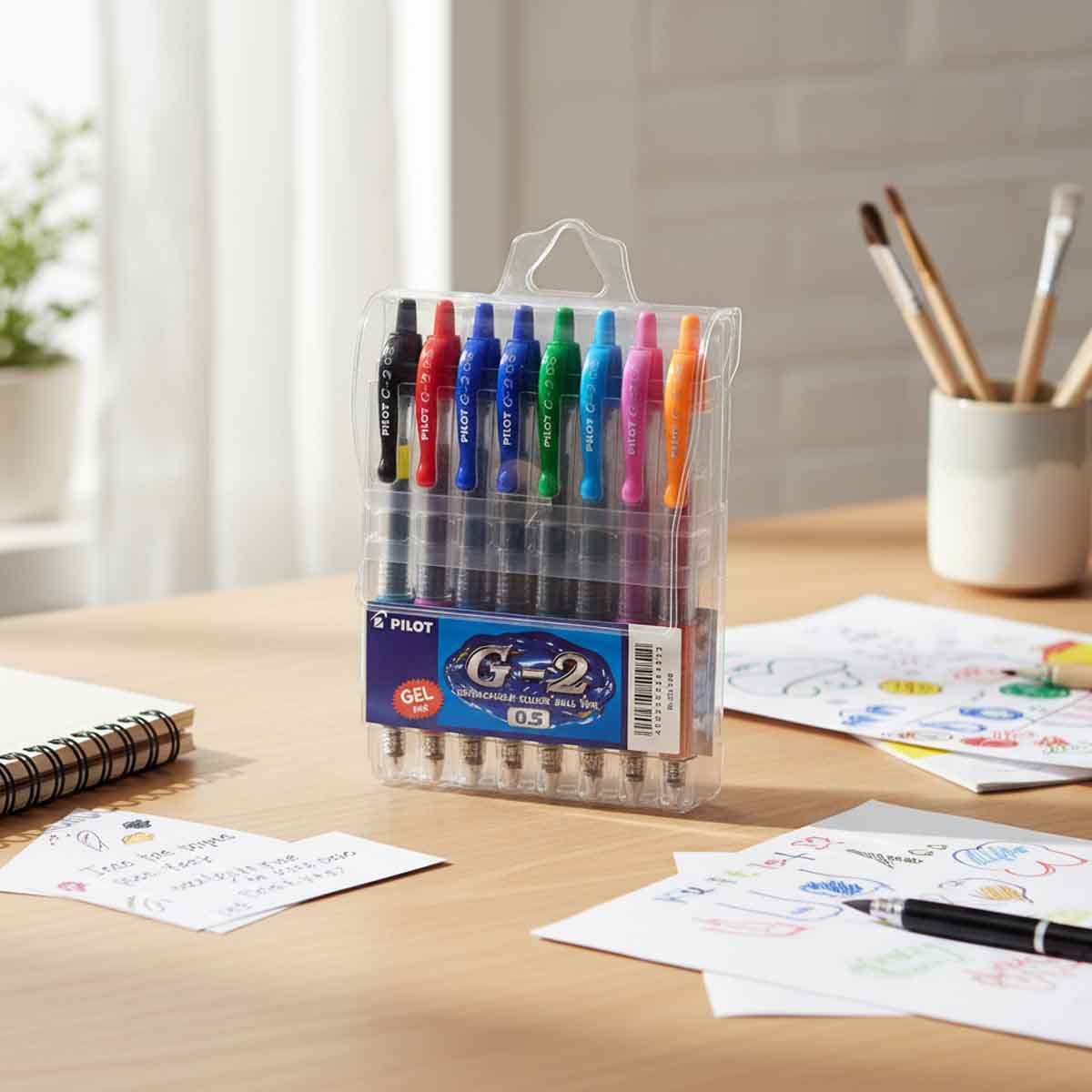 بايلوت مجموعة أقلام جل G-2 0.7/0.5 مم عدد 8