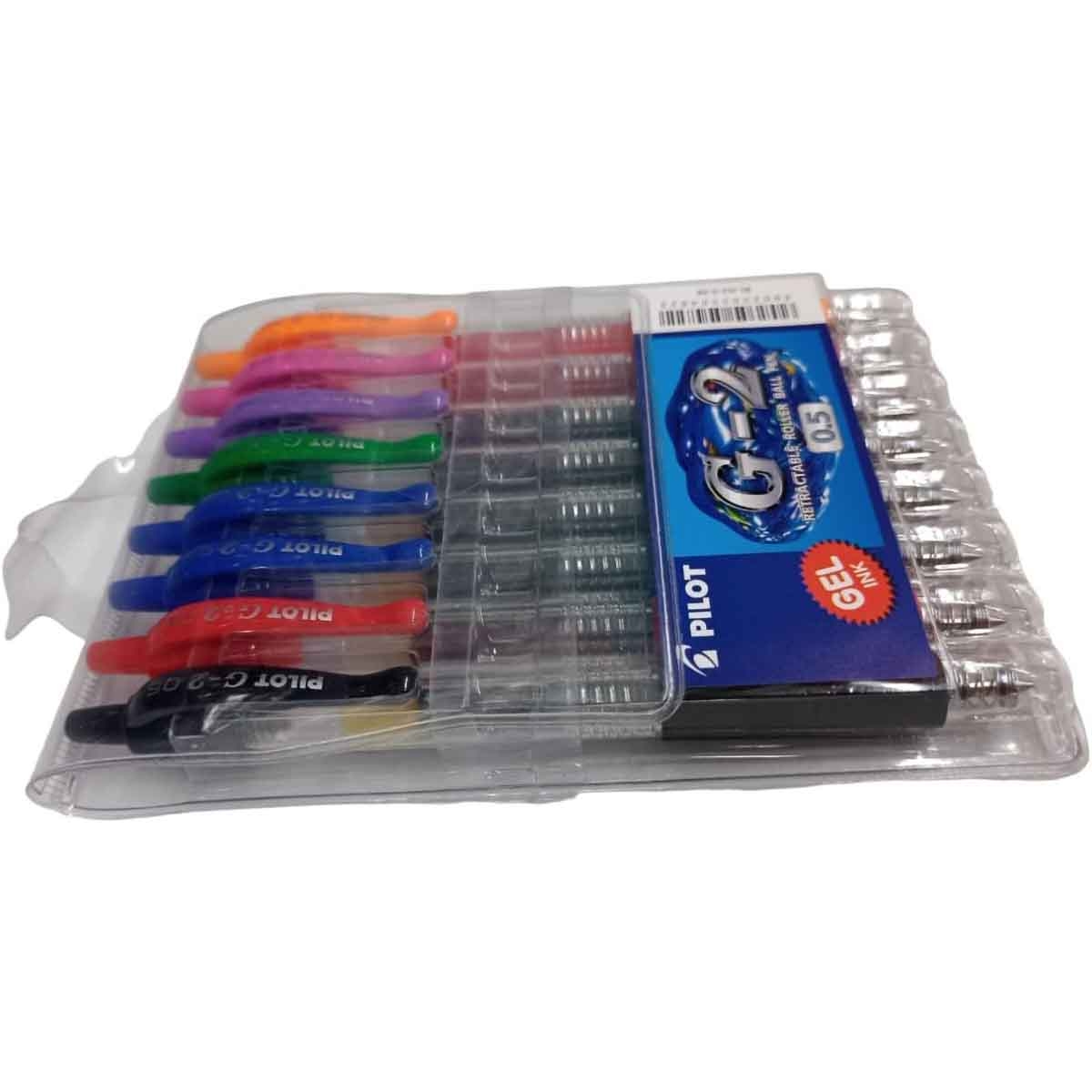 بايلوت مجموعة أقلام جل G-2 0.7/0.5 مم عدد 8
