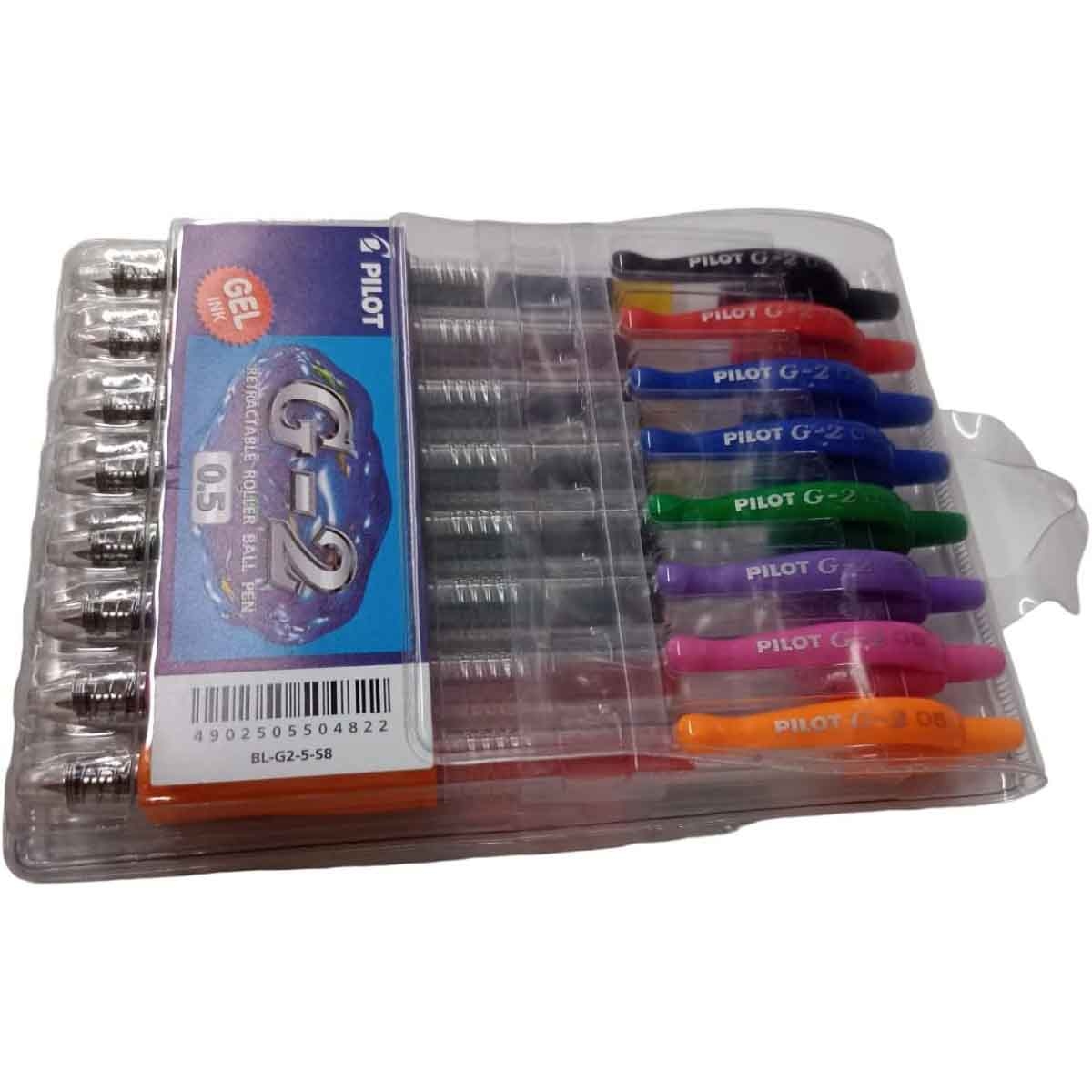 بايلوت مجموعة أقلام جل G-2 0.7/0.5 مم عدد 8