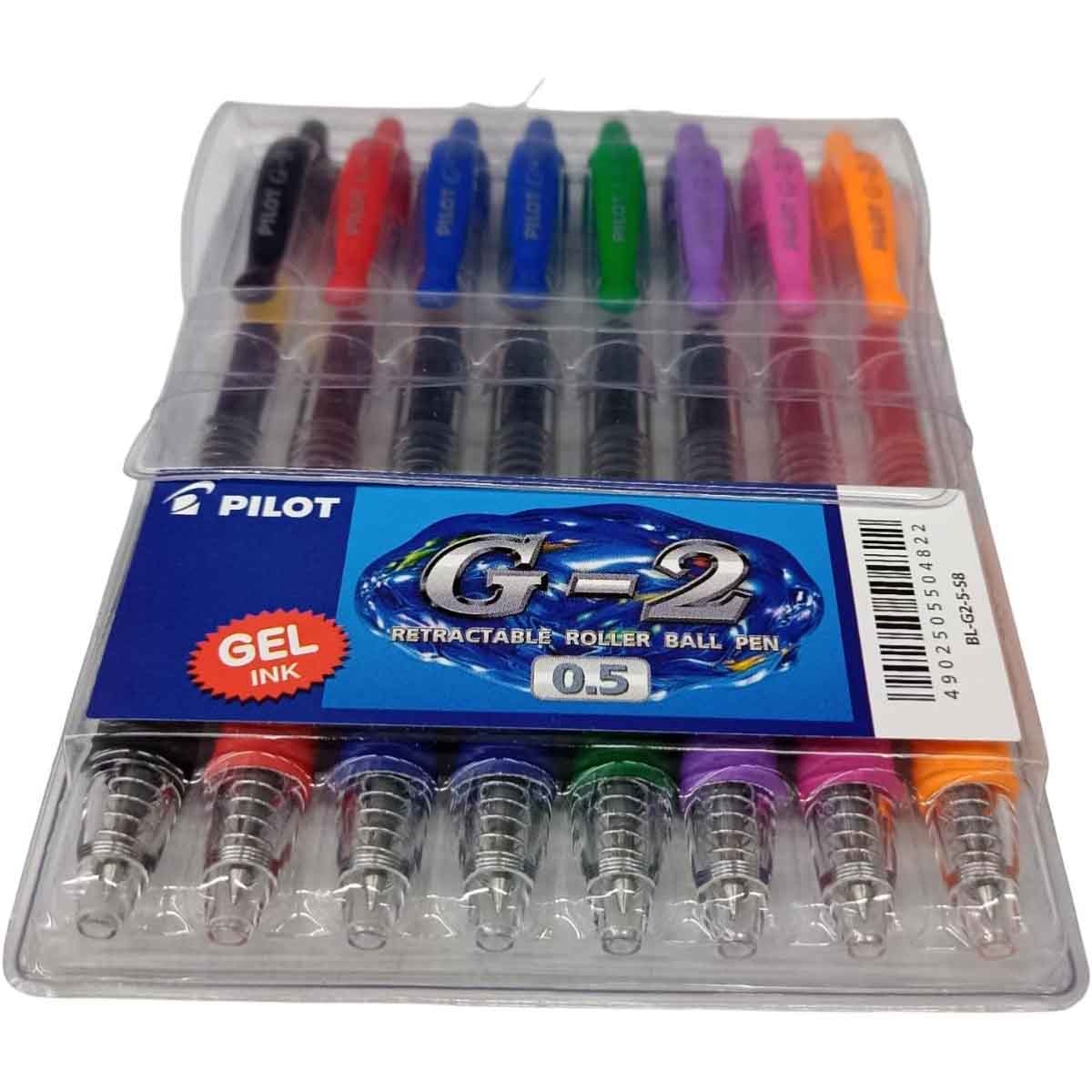 بايلوت مجموعة أقلام جل G-2 0.7/0.5 مم عدد 8