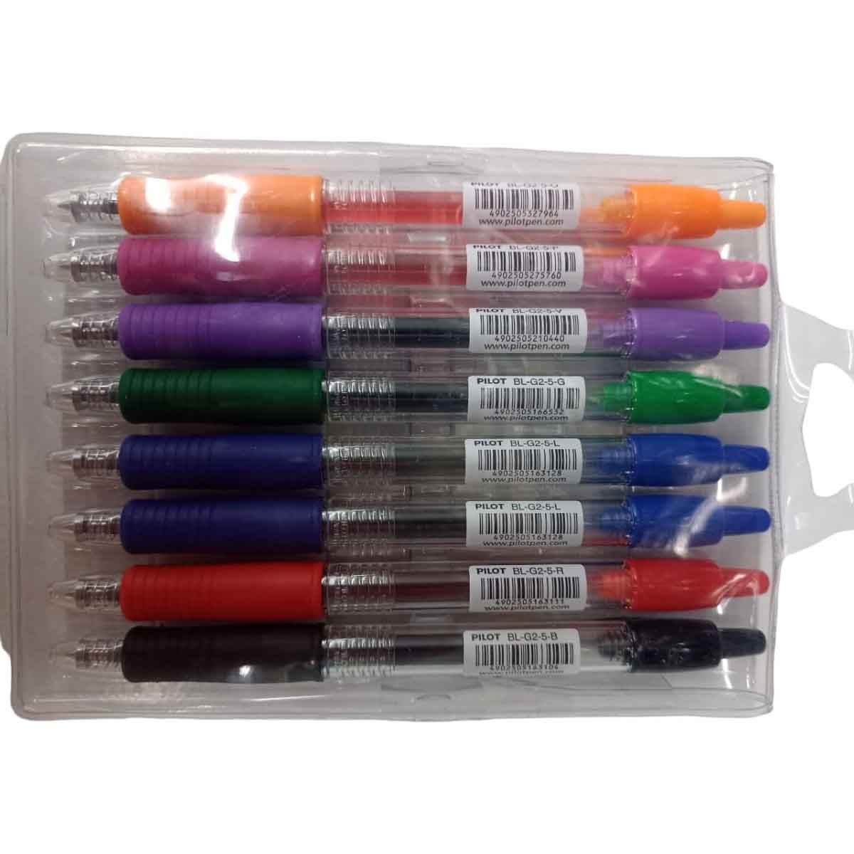 بايلوت مجموعة أقلام جل G-2 0.7/0.5 مم عدد 8