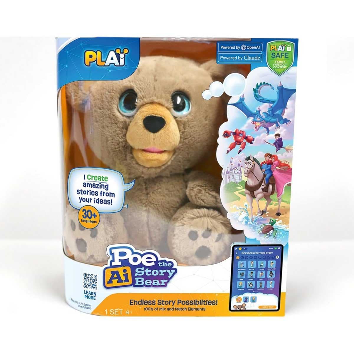 Plai Poe the AI Story Plush Bear Unisex, 5 - 6 Years