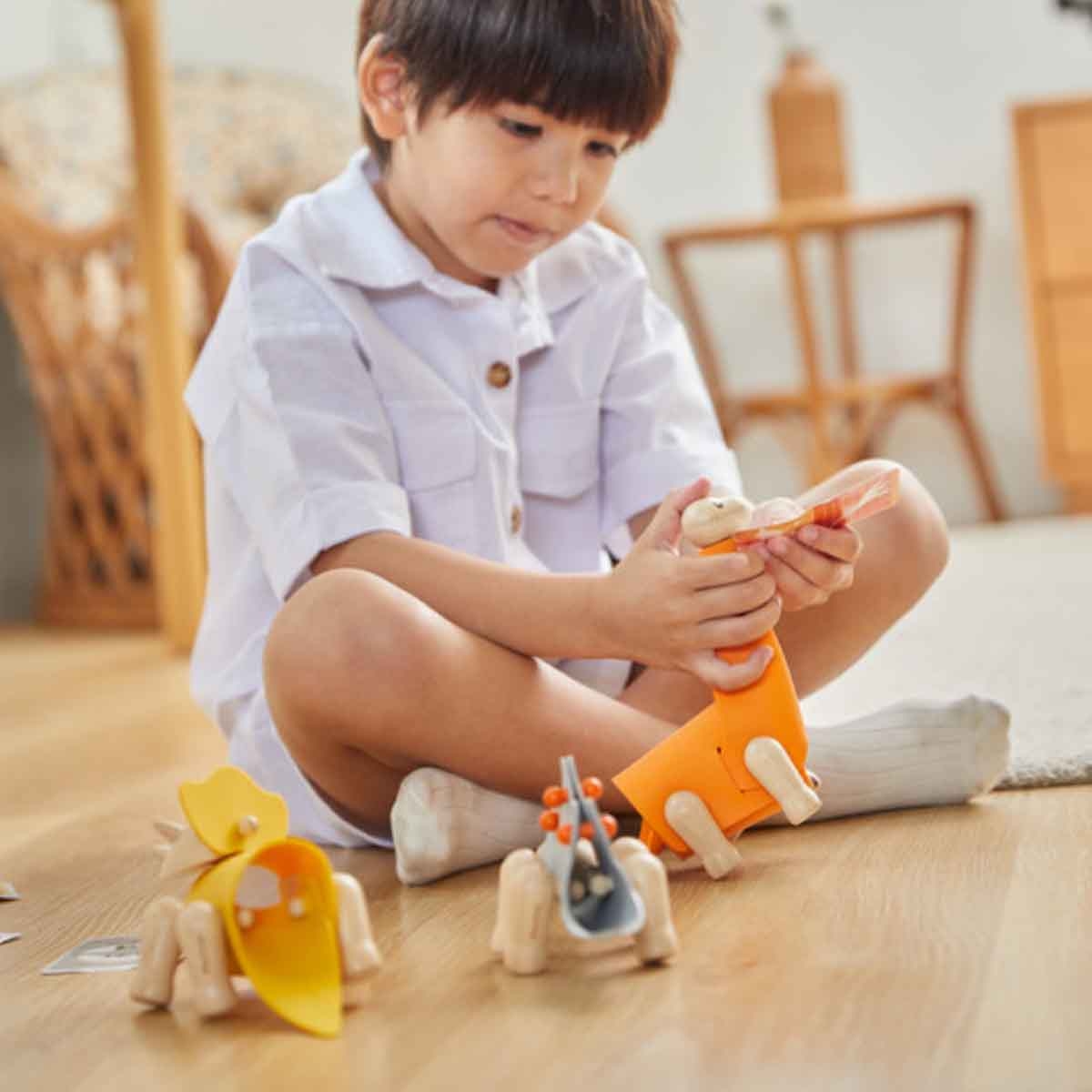 بلان تويز مجسم براشيوسوروس خشبي افعلها بنفسك للجنسين 3 - 4 سنوات