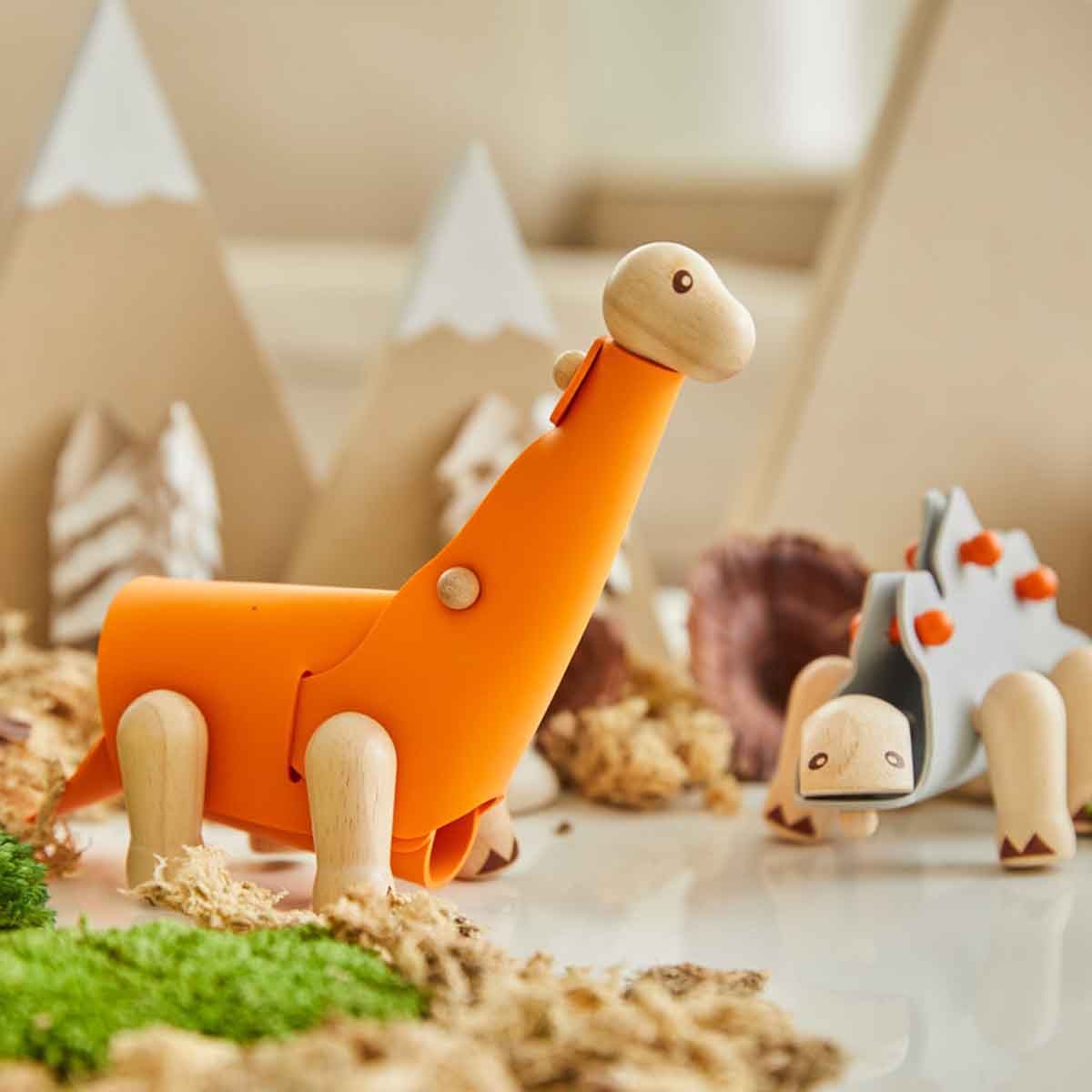 بلان تويز مجسم براشيوسوروس خشبي افعلها بنفسك للجنسين 3 - 4 سنوات