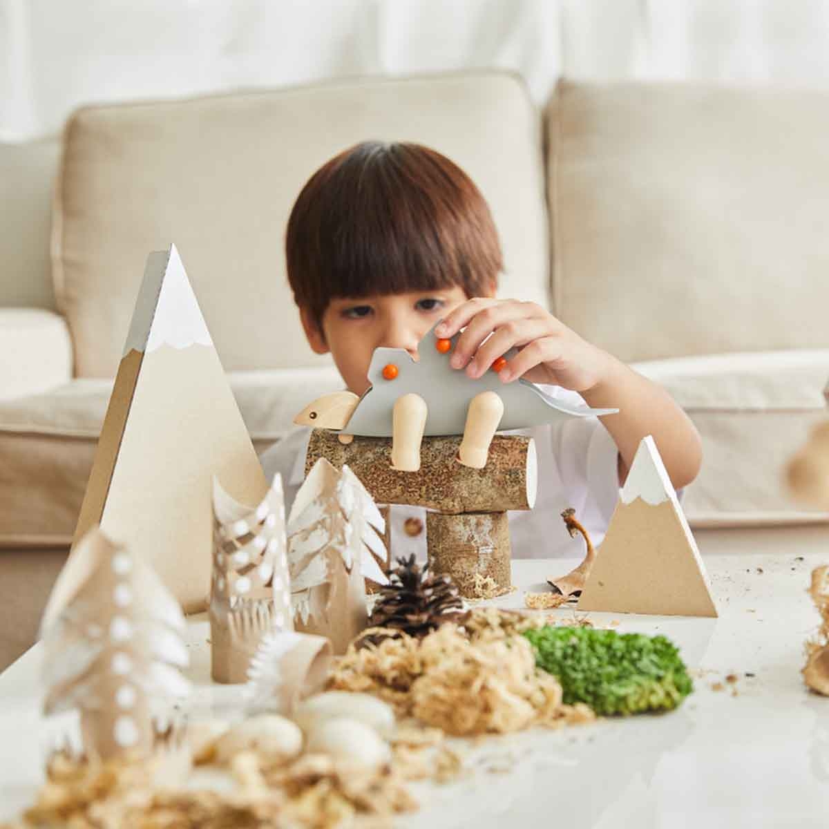 بلان تويز مجسم ستيغوصوروس خشبي افعلها بنفسك للجنسين 3 - 4 سنوات