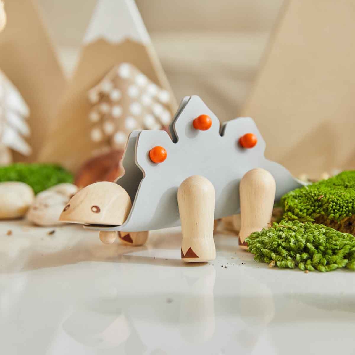 بلان تويز مجسم ستيغوصوروس خشبي افعلها بنفسك للجنسين 3 - 4 سنوات