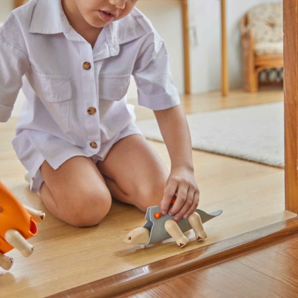 بلان تويز مجسم ستيغوصوروس خشبي افعلها بنفسك للجنسين 3 - 4 سنوات