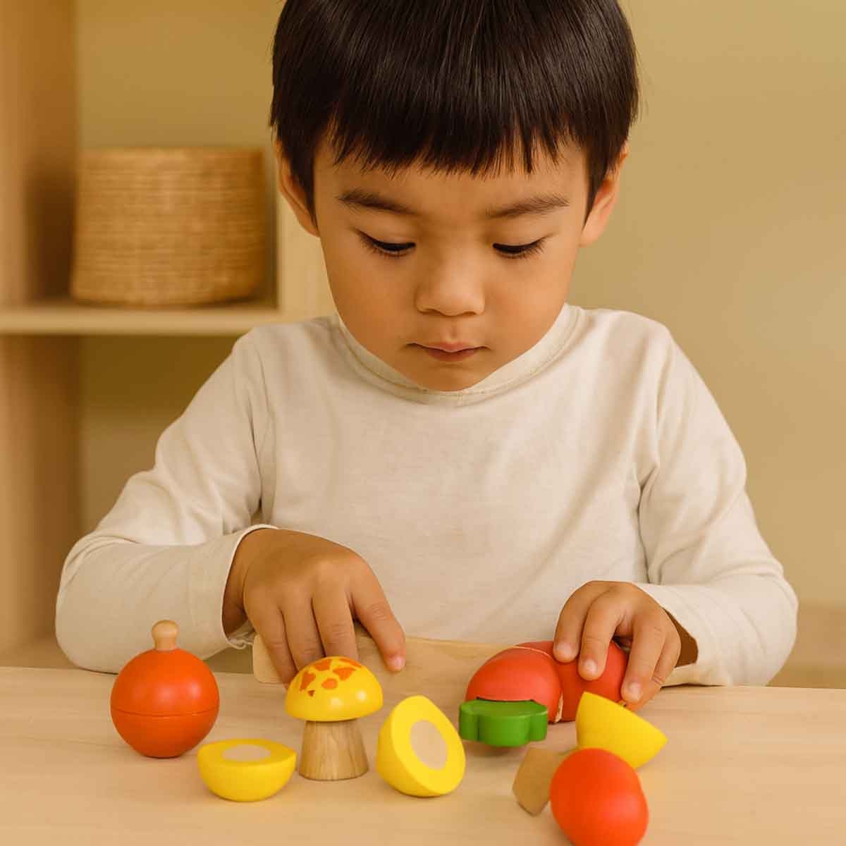 بلان تويز مجموعة فواكه وخضروات خشبية، للجنسين، من عمر 3 إلى 4 سنوات