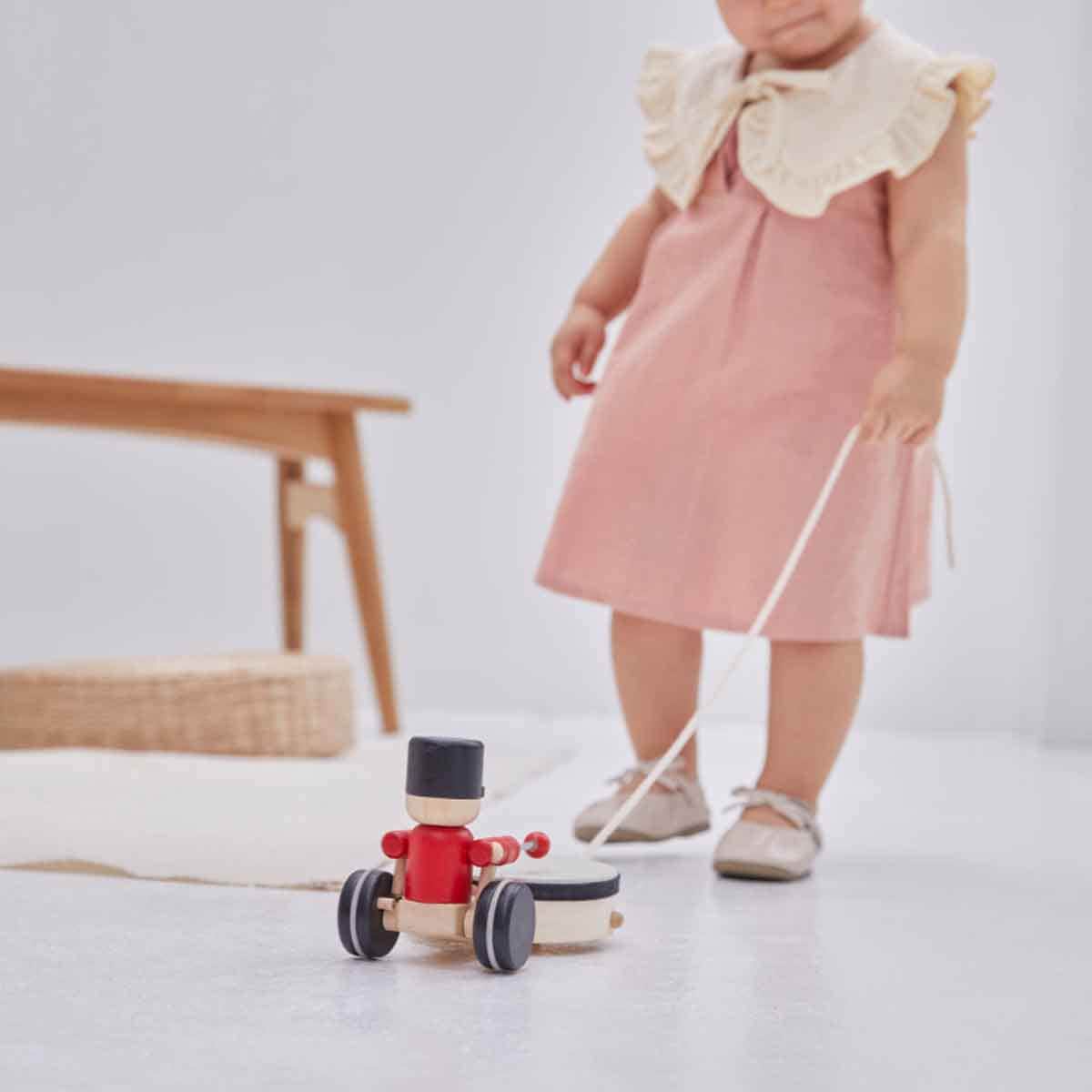PlanToys Pull Along Drummer Toy Toddler, 0 - 2 Years