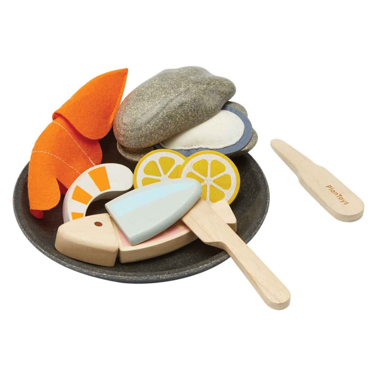 بلان تويز طبق مأكولات بحرية لألعاب المطبخ، للجنسين، من عمر 3 إلى 4 سنوات