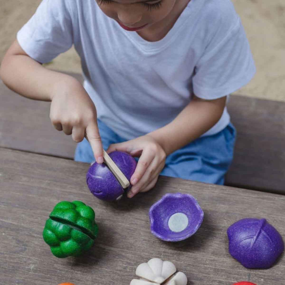 بلان تويز مجموعة خضروات خشبية بخمس ألوان، للجنسين، من عمر 3 إلى 4 سنوات