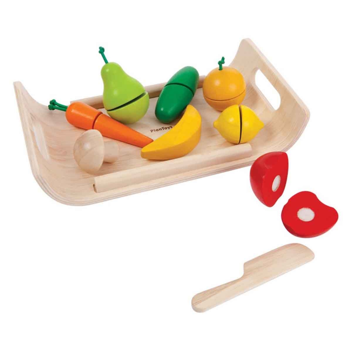 بلان تويز ألعاب خشبية فواكه وخضروات متنوعة، للجنسين، من عمر 3 إلى 4 سنوات