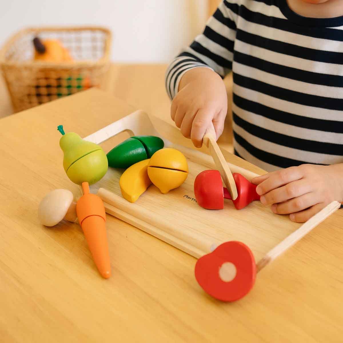 بلان تويز ألعاب خشبية فواكه وخضروات متنوعة، للجنسين، من عمر 3 إلى 4 سنوات