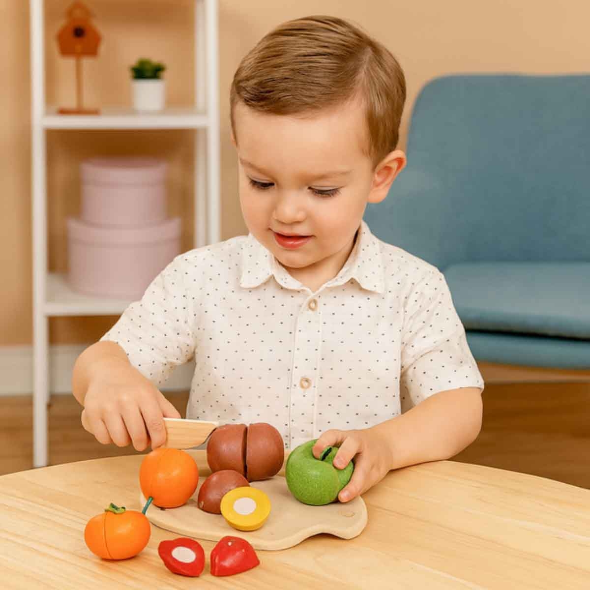 PlanToys Wooden Assorted Fruit Set Unisex, 3-4 Years