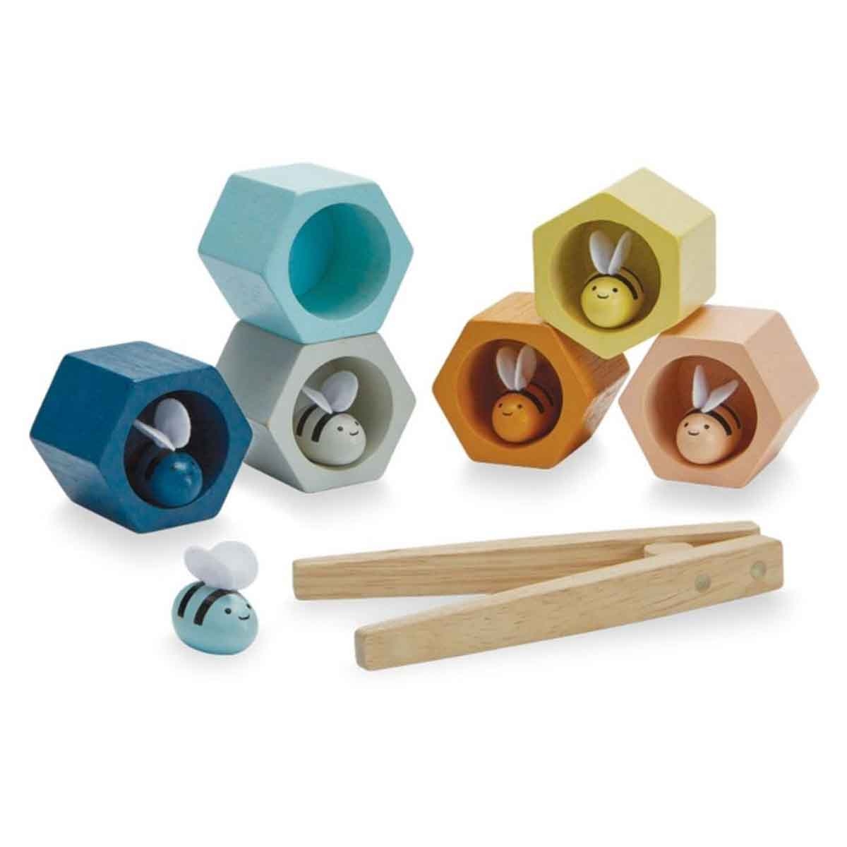 بلان تويز لعبة خلايا نحل وبستان خشبية من مكعبات للجنسين 3 - 4 سنوات