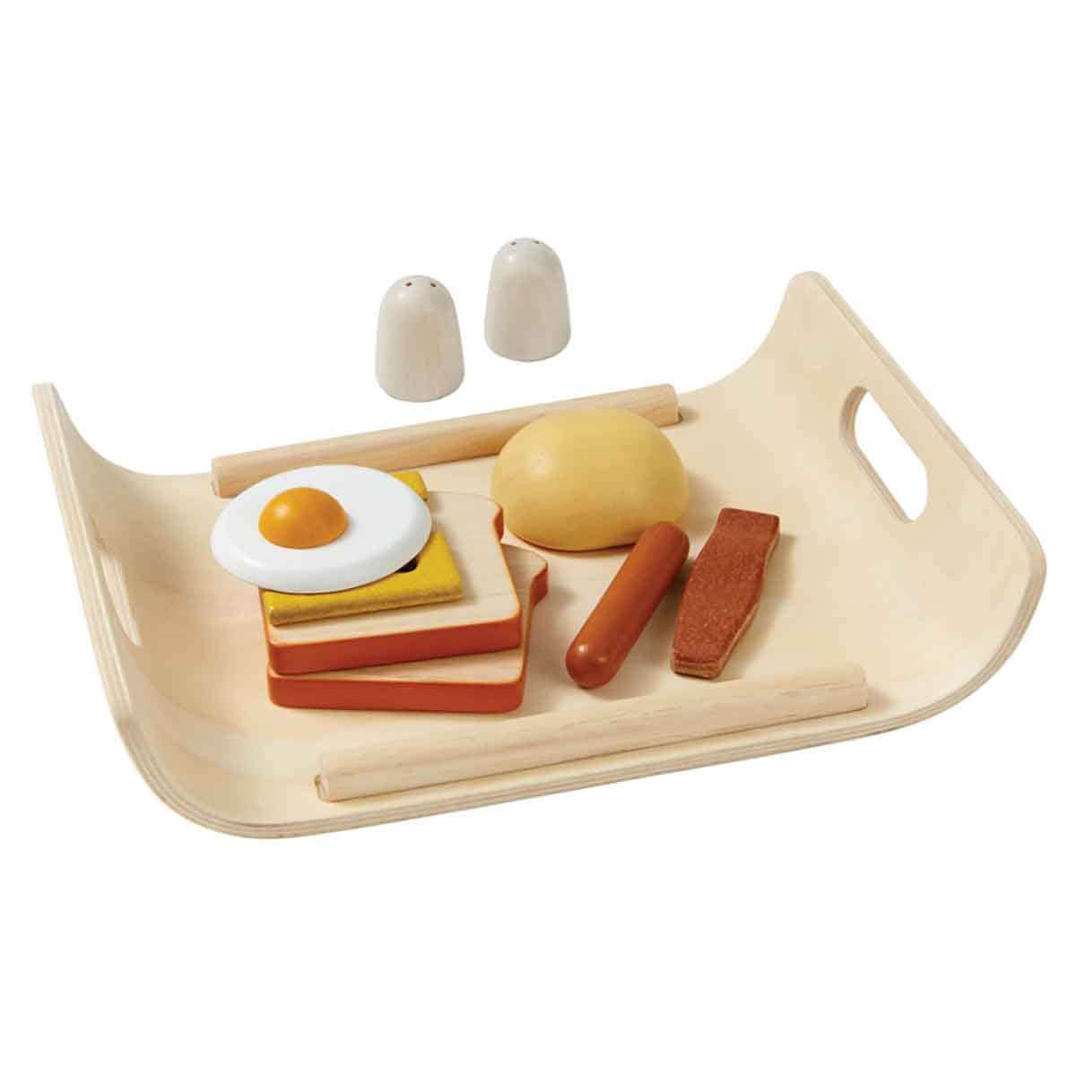 PlanToys Wooden Breakfast Menu Play Kitchen Toys Unisex, 3-4 Years