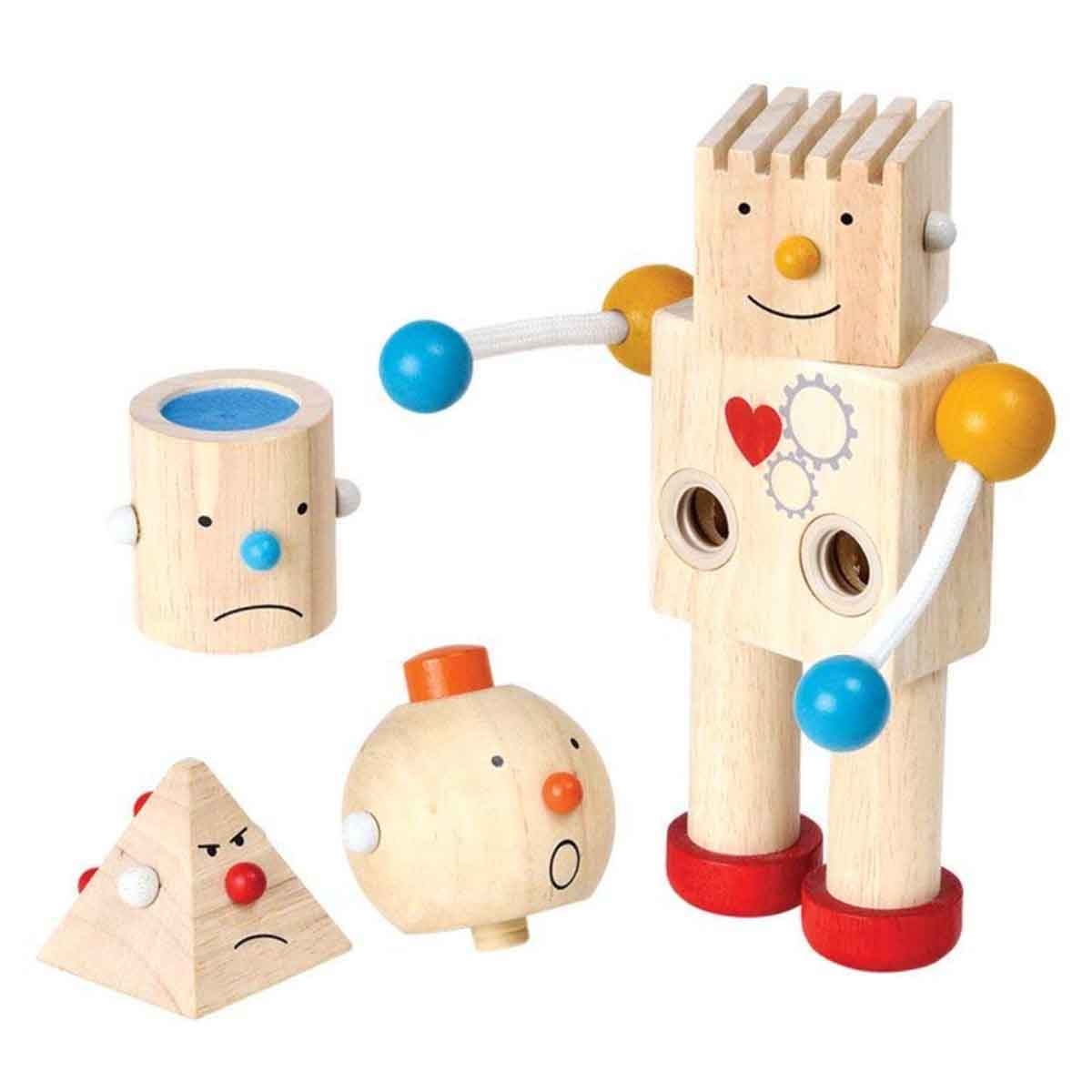PlanToys Wooden Build-A-Robot Unisex, 3-4 Years