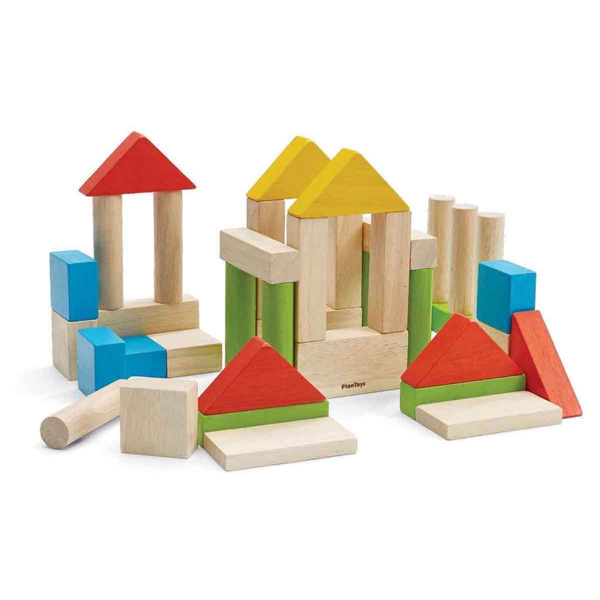 PlanToys Wooden Colorful 40-Piece Blocks Set Unisex, 3-4 Years