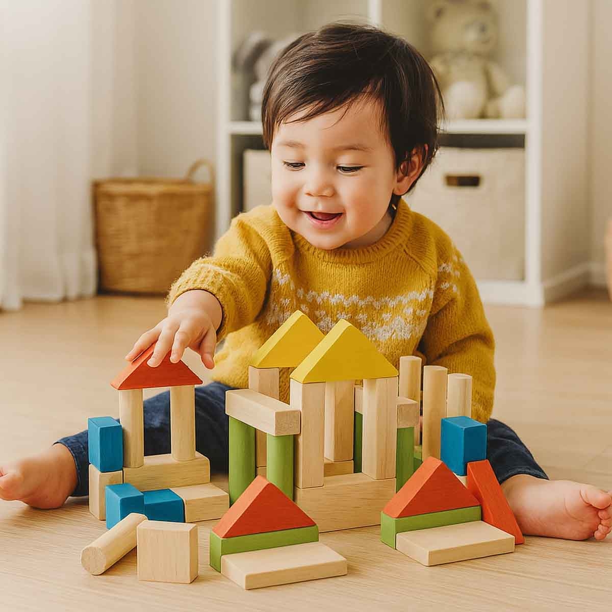 بلان تويز مجموعة مكعبات خشبية ملونة 40 قطعة للجنسين 3 - 4 سنوات