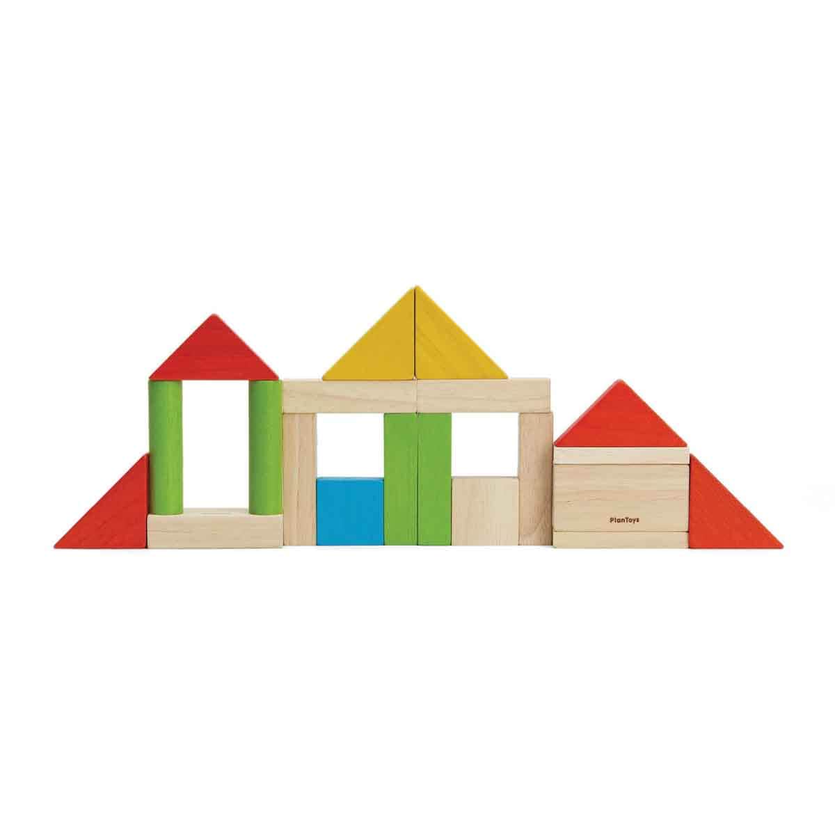 PlanToys Wooden Colorful 40-Piece Blocks Set Unisex, 3-4 Years