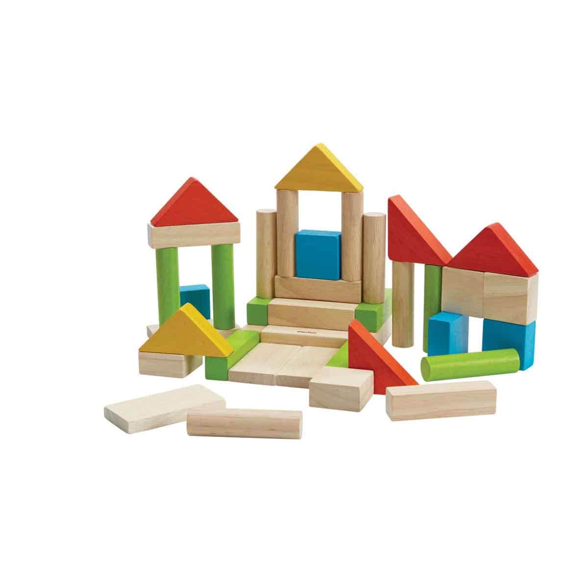 PlanToys Wooden Colorful 40-Piece Blocks Set Unisex, 3-4 Years