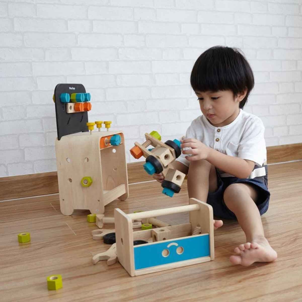 PlanToys Wooden Construction Blocks Set Unisex, 3-4 Years