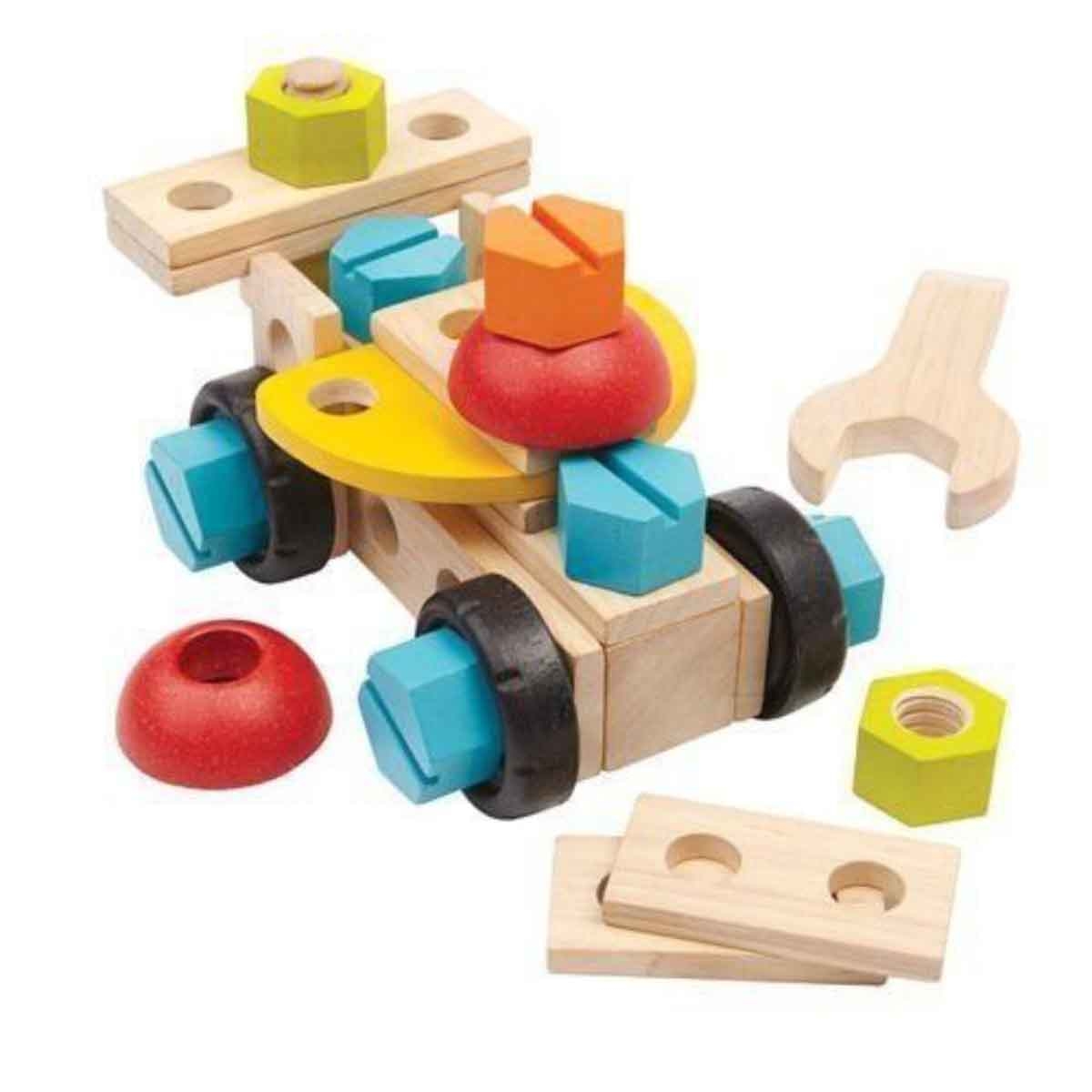PlanToys Wooden Construction Blocks Set Unisex, 3-4 Years