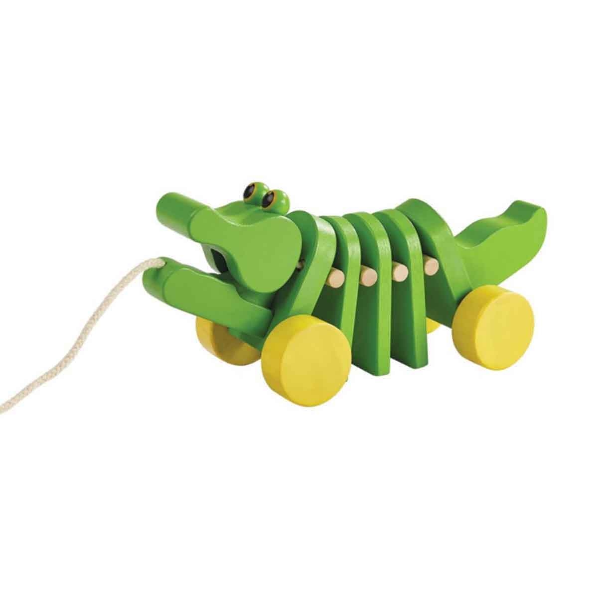 PlanToys Wooden Dancing Alligator Pull-Along Toy Toddler, 0-2 Years