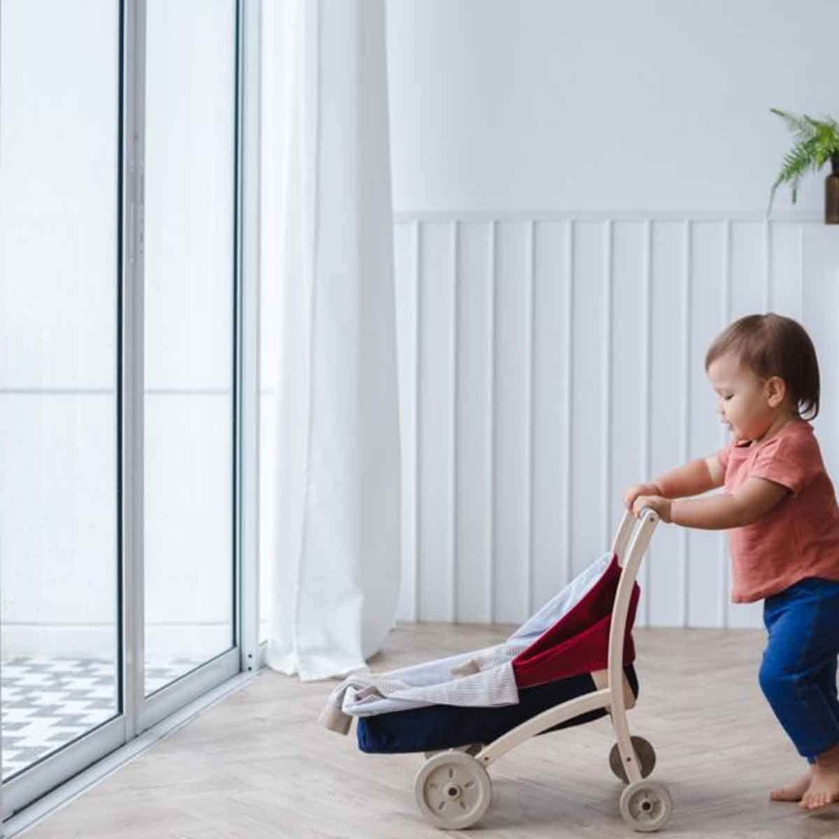 PlanToys Wooden Doll Stroller Unisex, 3-4 Years