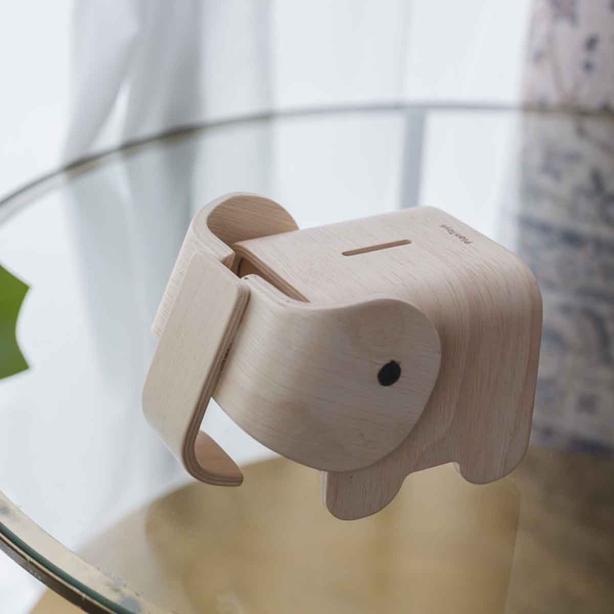 بلان تويز حصالة فيل خشبية للجنسين 3 - 4 سنوات