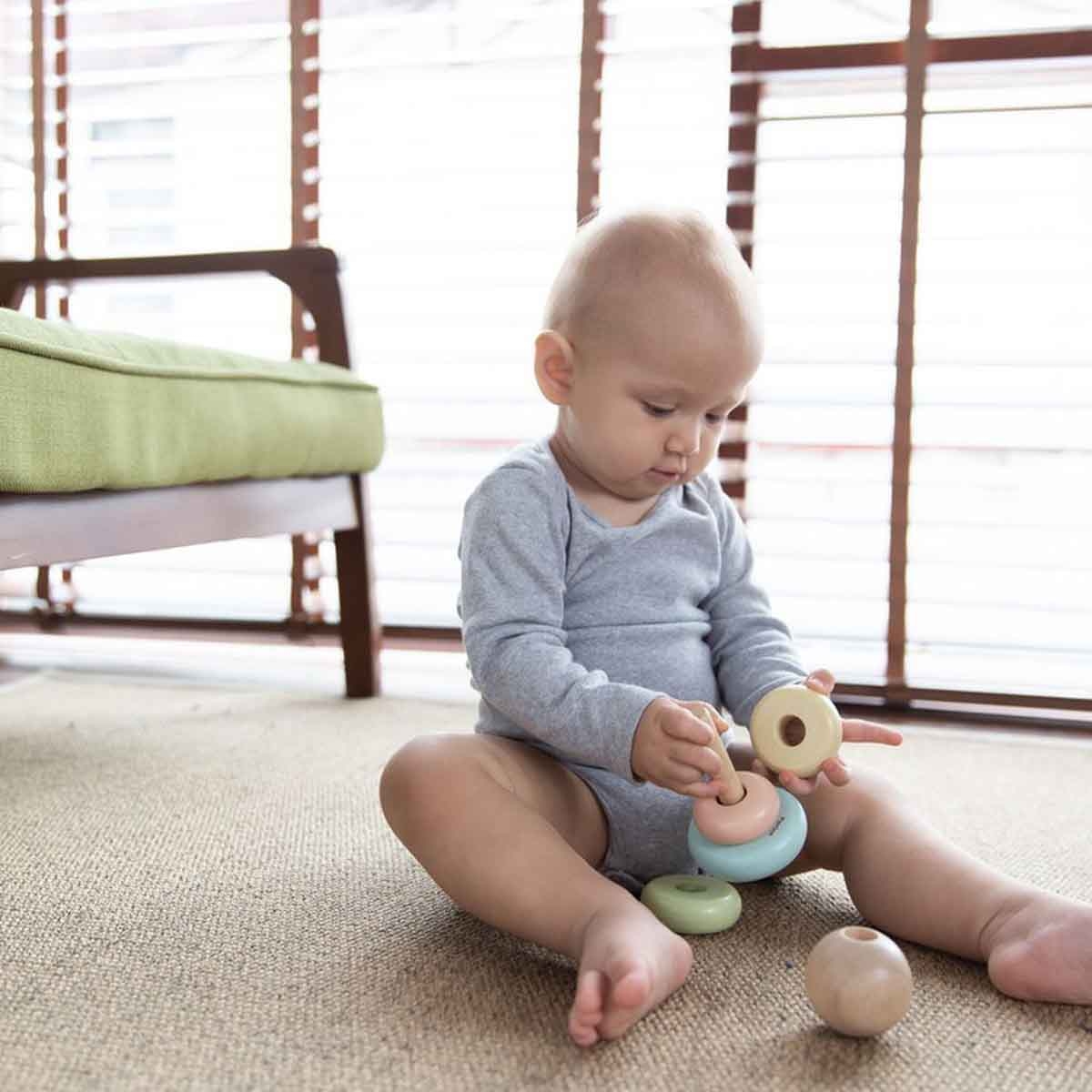 PlanToys Wooden First Stacking Ring Toddler, 0-2 Years