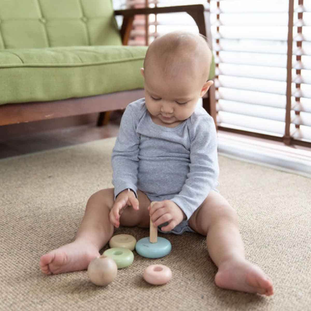 PlanToys Wooden First Stacking Ring Toddler, 0-2 Years