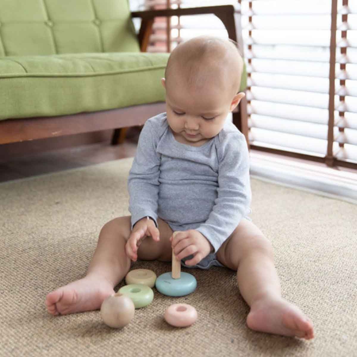 PlanToys Wooden First Stacking Ring Toddler, 0-2 Years