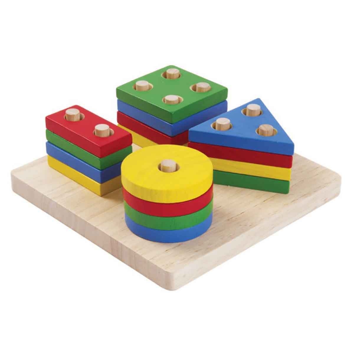 PlanToys Wooden Geometric Sorting Board Unisex, 3-4 Years