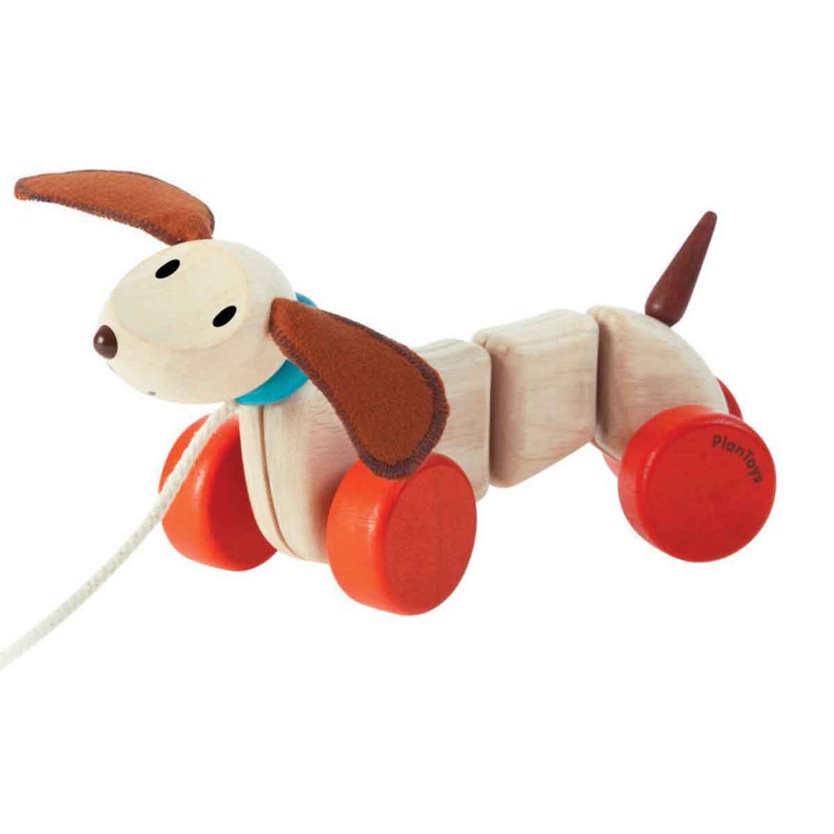 PlanToys Wooden Happy Puppy Pull-Along Toy Toddler, 0-2 Years