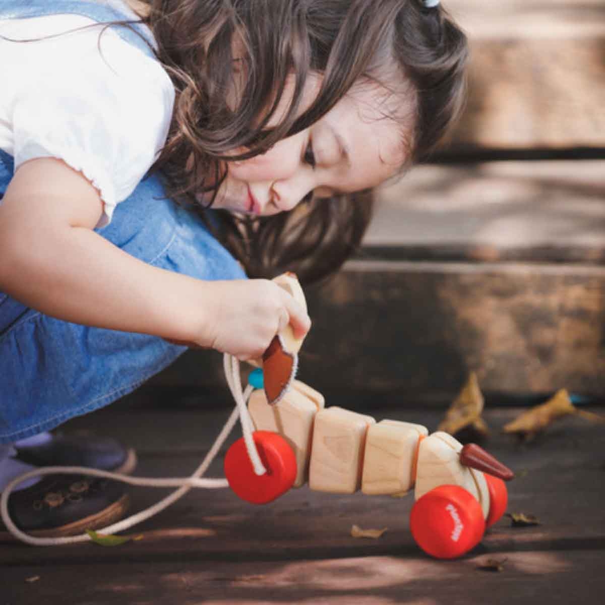 PlanToys Wooden Happy Puppy Pull-Along Toy Toddler, 0-2 Years