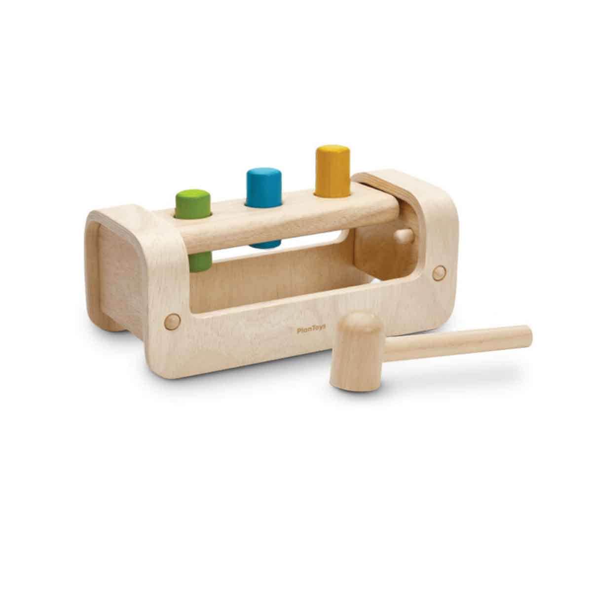 PlanToys Wooden Pounding Bench Toddler, 0-2 Years