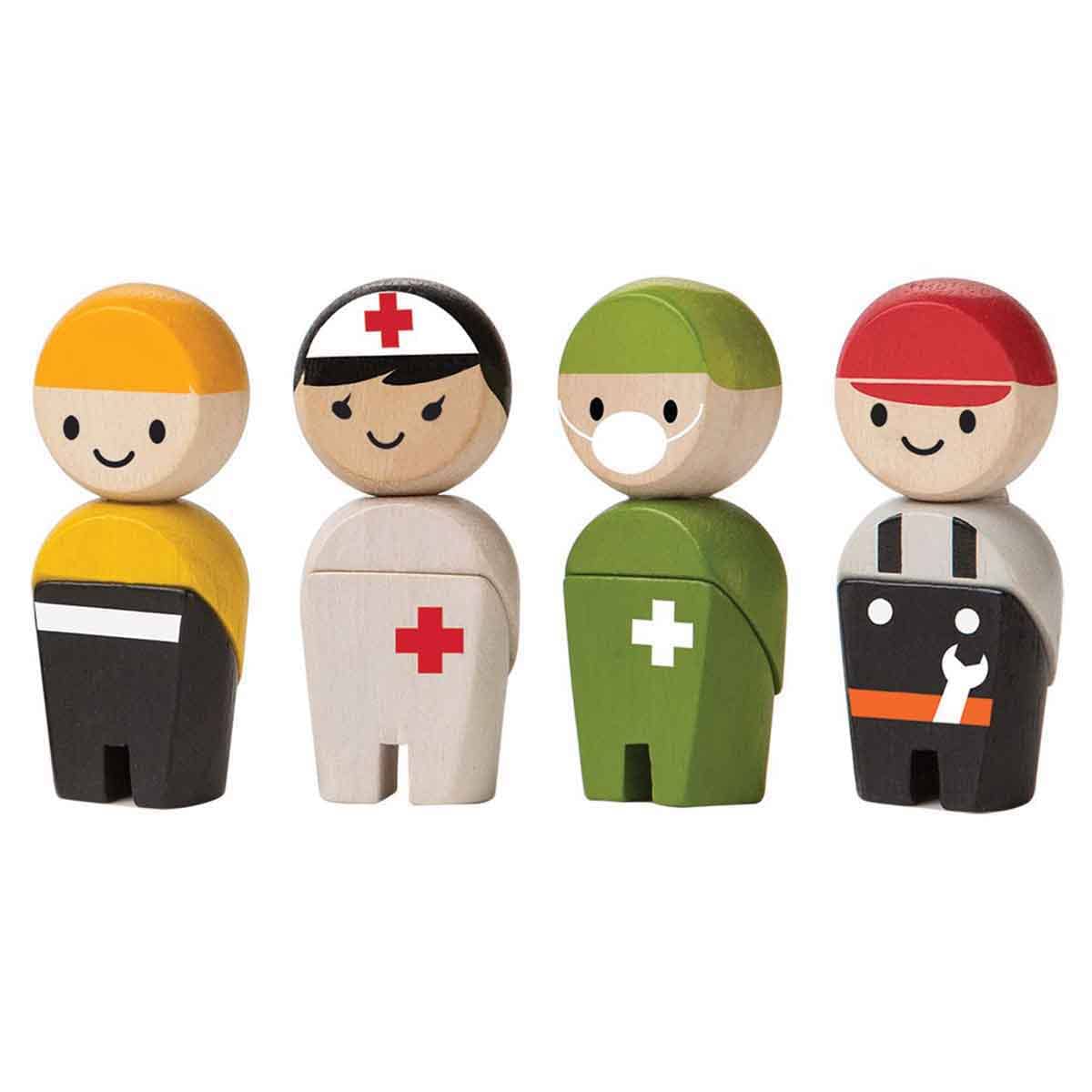 PlanToys Wooden Rescue Crew Doll Set Unisex, 3-4 Years