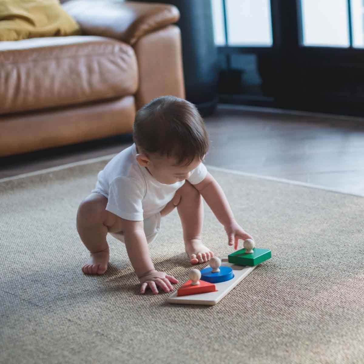 PlanToys Wooden Shape Matching Puzzle Toddler, 0-2 Years