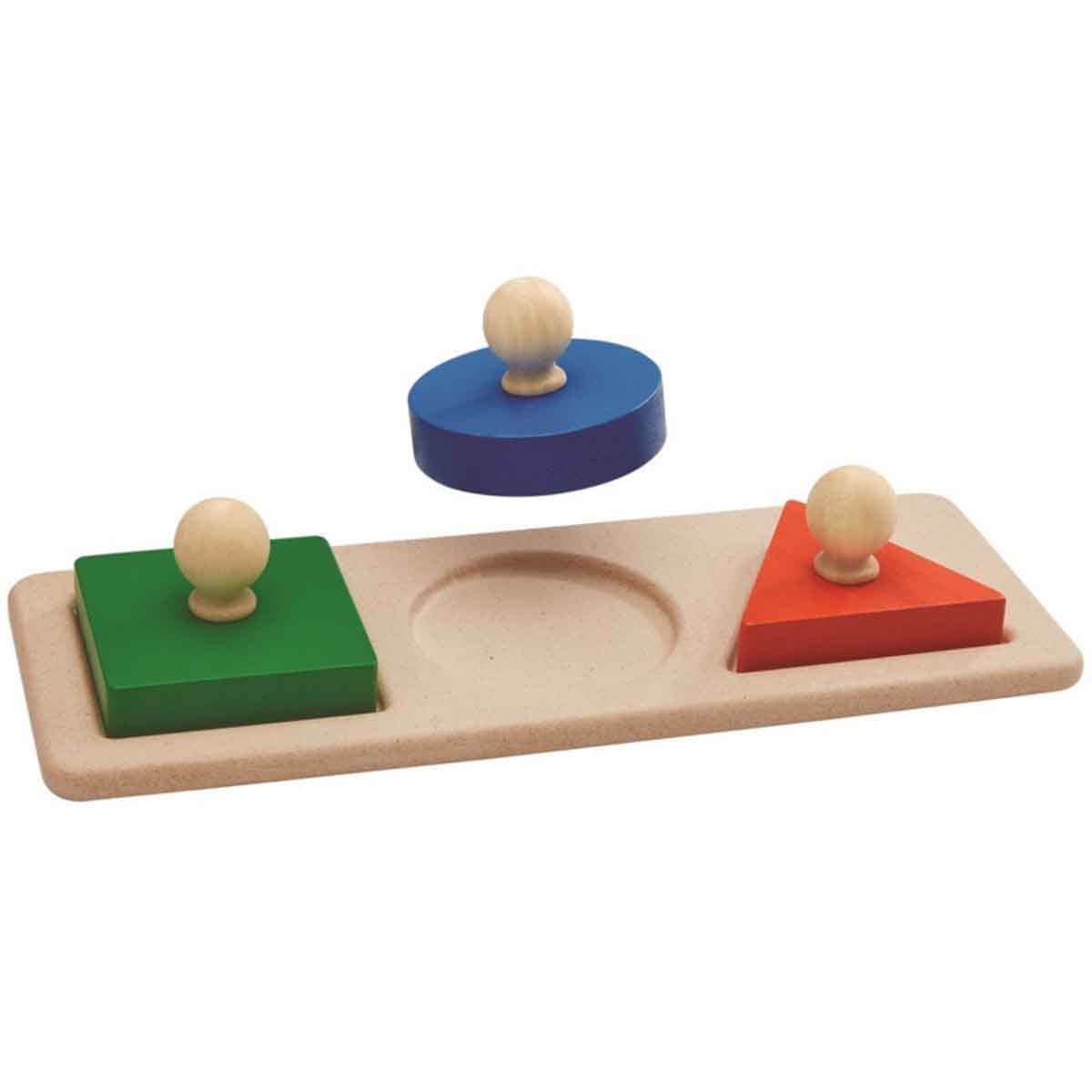 PlanToys Wooden Shape Matching Puzzle Toddler, 0-2 Years