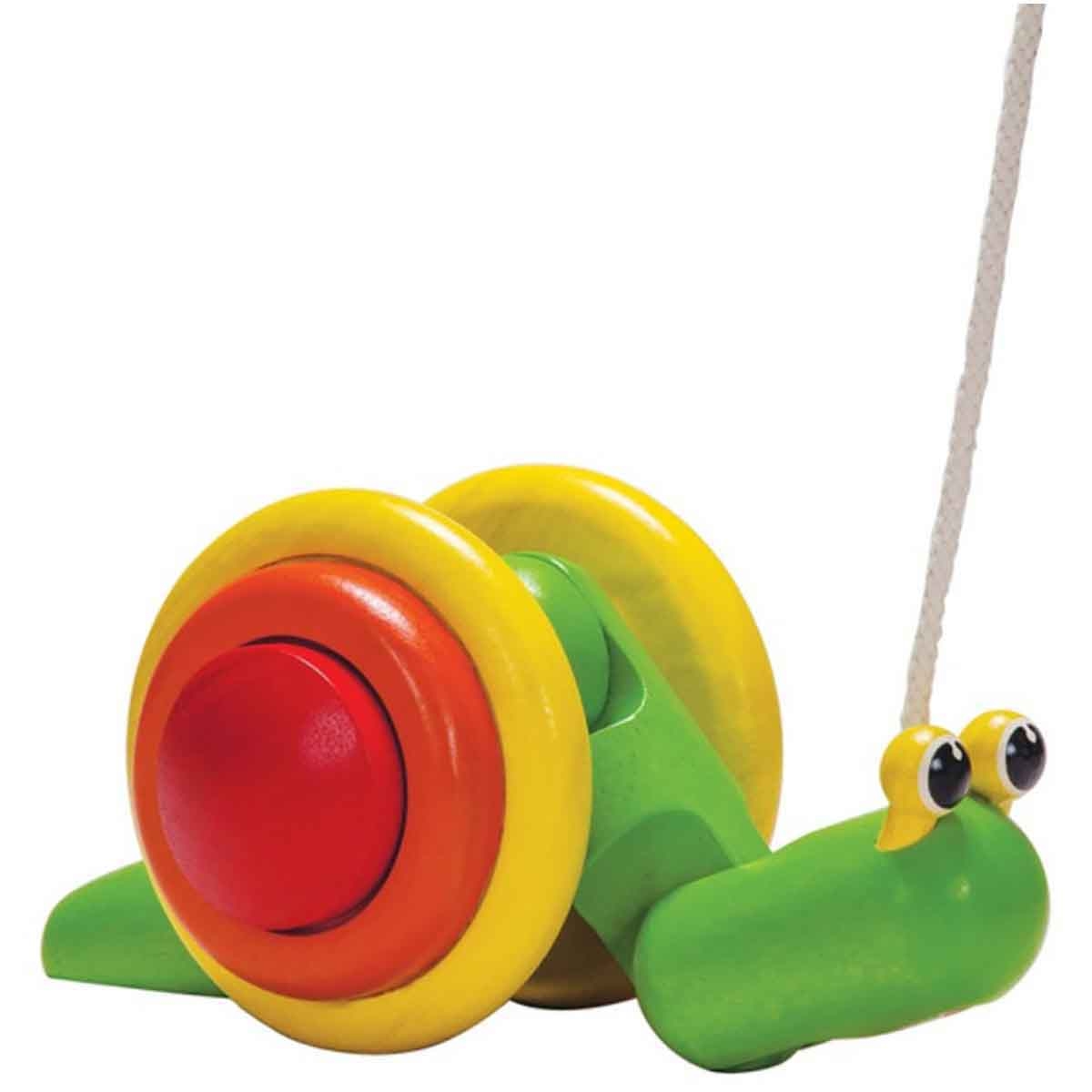 PlanToys Wooden Snail Pull-Along Toy Toddler, 0-2 Years