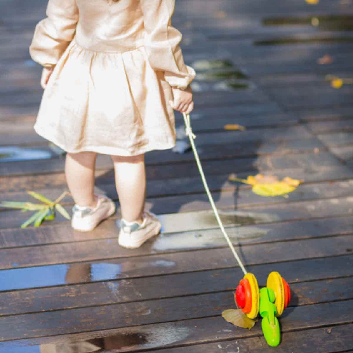 PlanToys Wooden Snail Pull-Along Toy Toddler, 0-2 Years