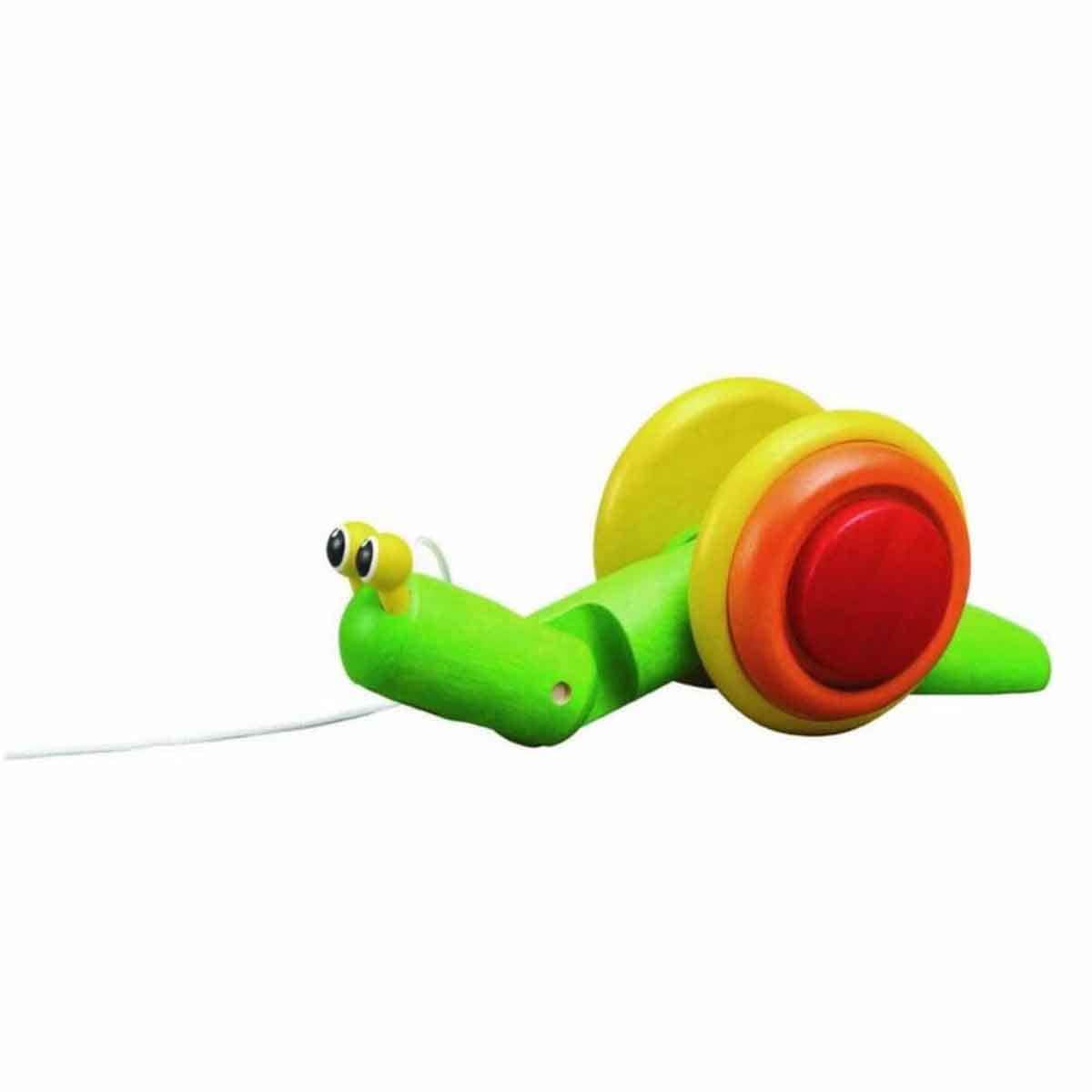 PlanToys Wooden Snail Pull-Along Toy Toddler, 0-2 Years