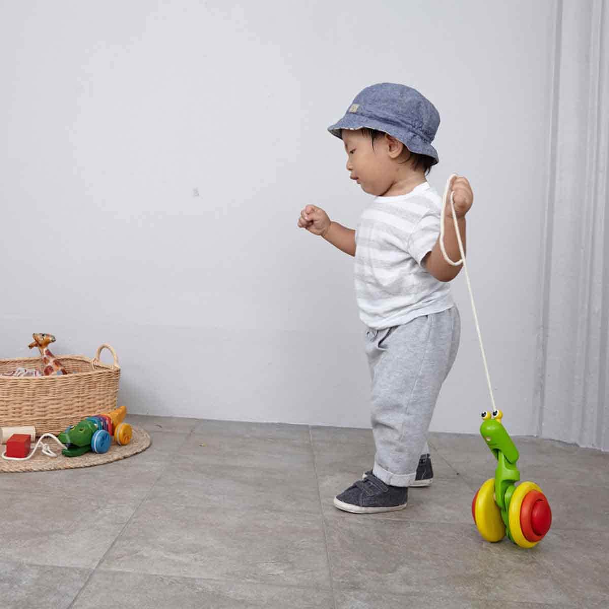 PlanToys Wooden Snail Pull-Along Toy Toddler, 0-2 Years