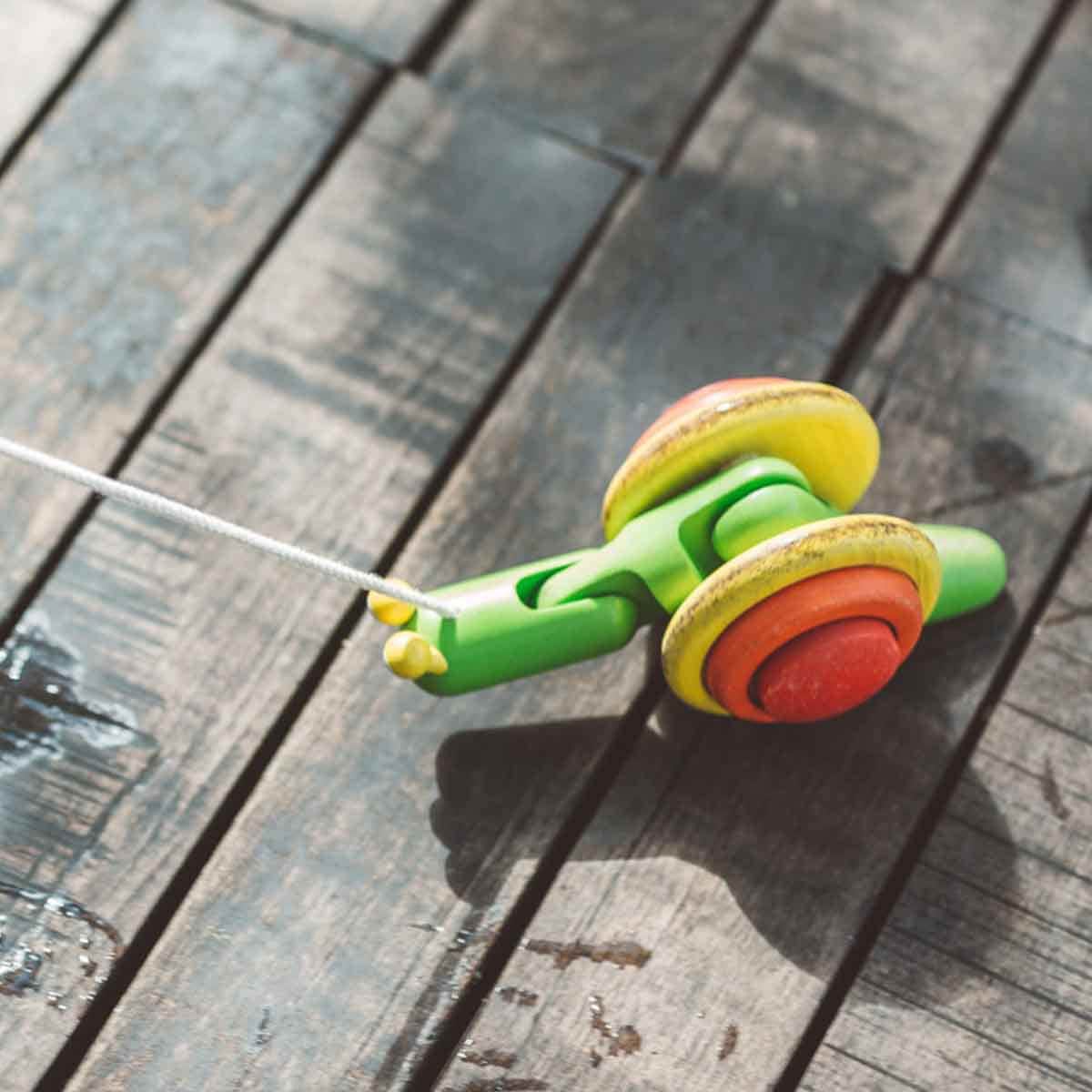 PlanToys Wooden Snail Pull-Along Toy Toddler, 0-2 Years