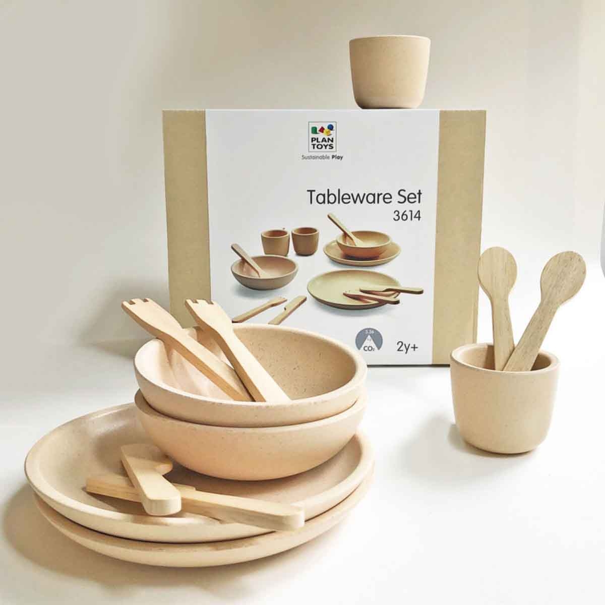 PlanToys Wooden Tableware Set Unisex, 3-4 Years