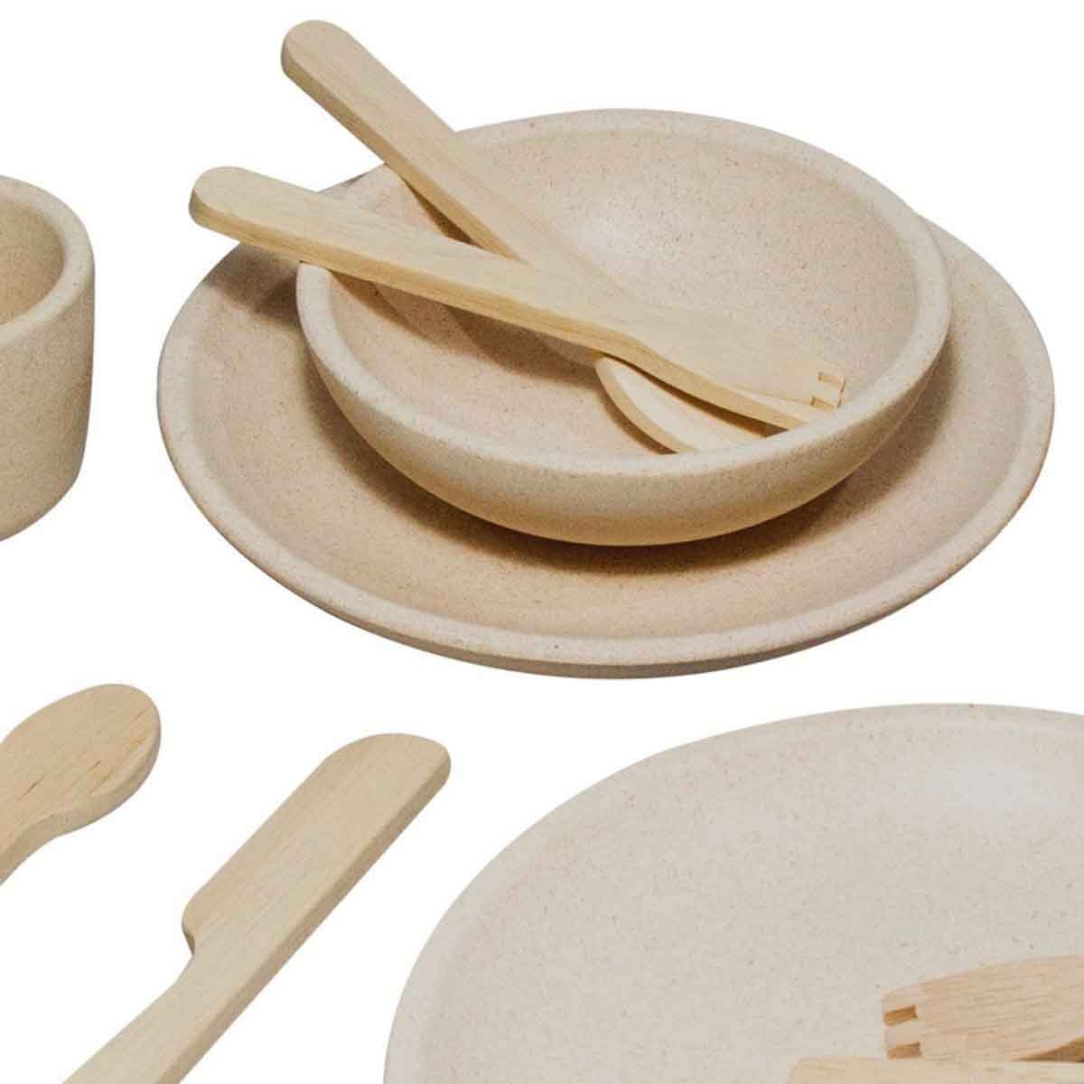 PlanToys Wooden Tableware Set Unisex, 3-4 Years