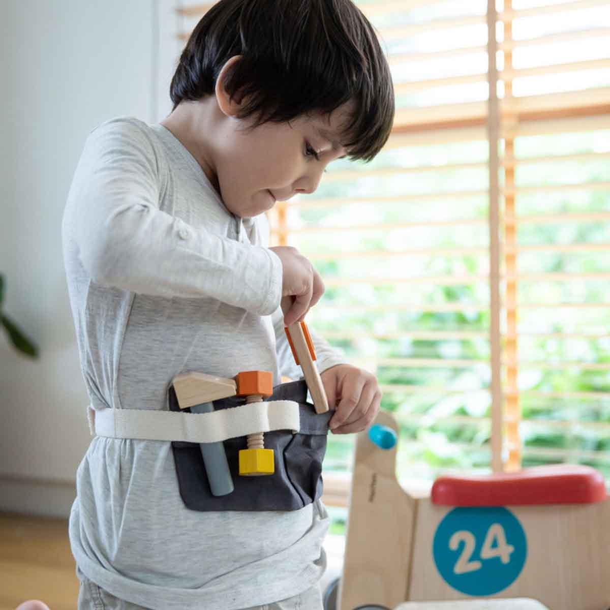 PlanToys Wooden Tool Belt Unisex, 3-4 Years